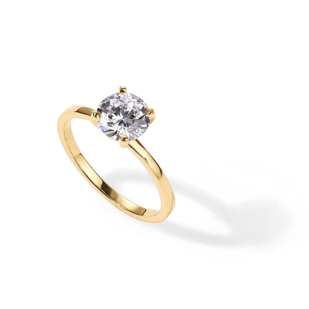 1.5 Ct Moissanite Engagement Ring, 18k Gold Plated, Size 7